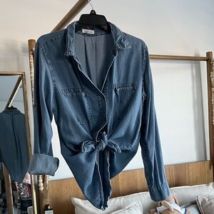 Just Living Classic Blue Tie-Front Shirt